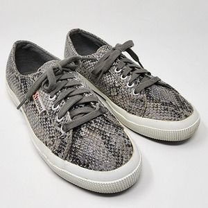 Superga Grey Snakeskin lace-up low-top sneakers 2750 Cot Snake. EU40=US9